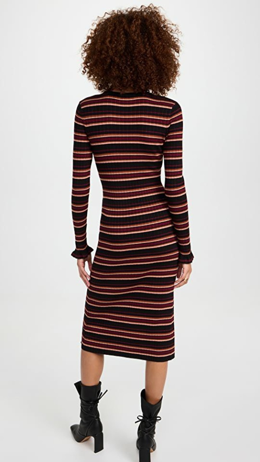 Casual Dresses * | Best Reviews Of Scotch & Soda Striped Crew Neck Knitted Dress Black Bean