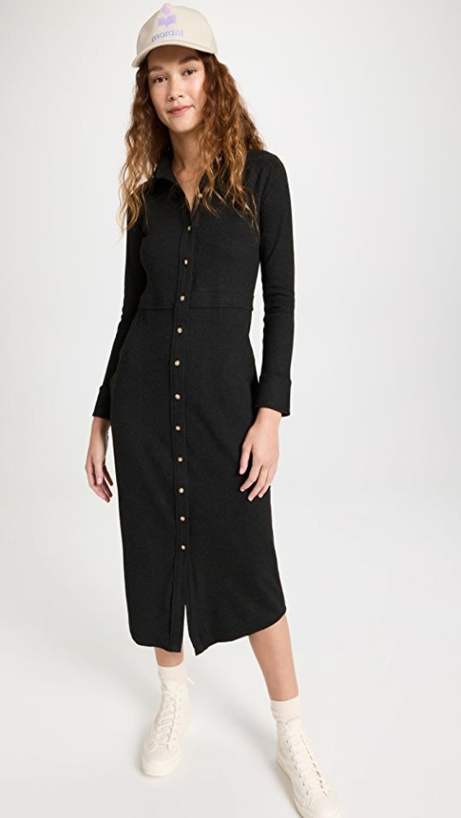 Casual Dresses * | Best Deal Faherty Legend Sweater Long Dress Heathered Black Twill