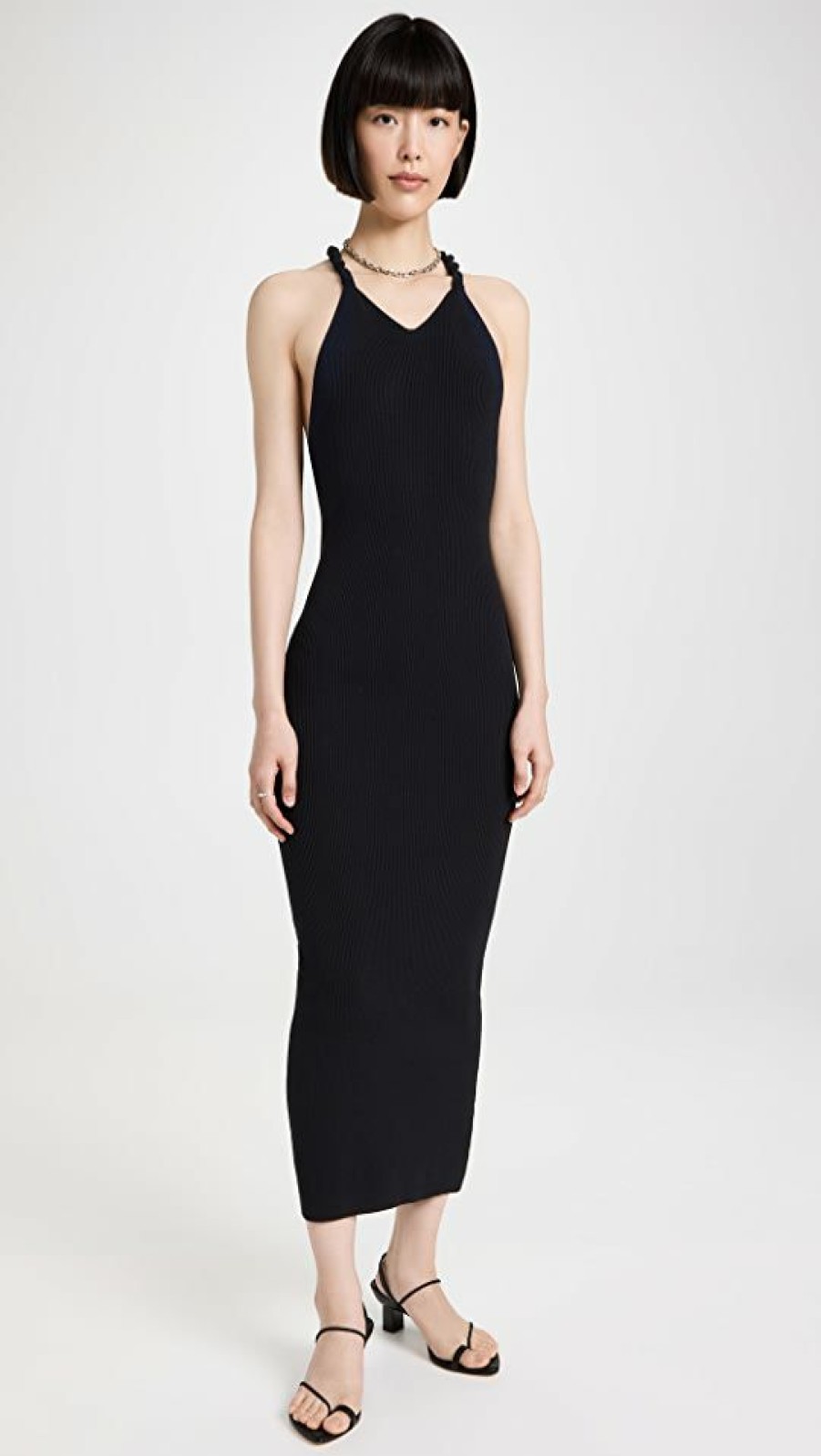 Casual Dresses * | Best Deal Dion Lee Double Rope Knit Dress Black/Navy