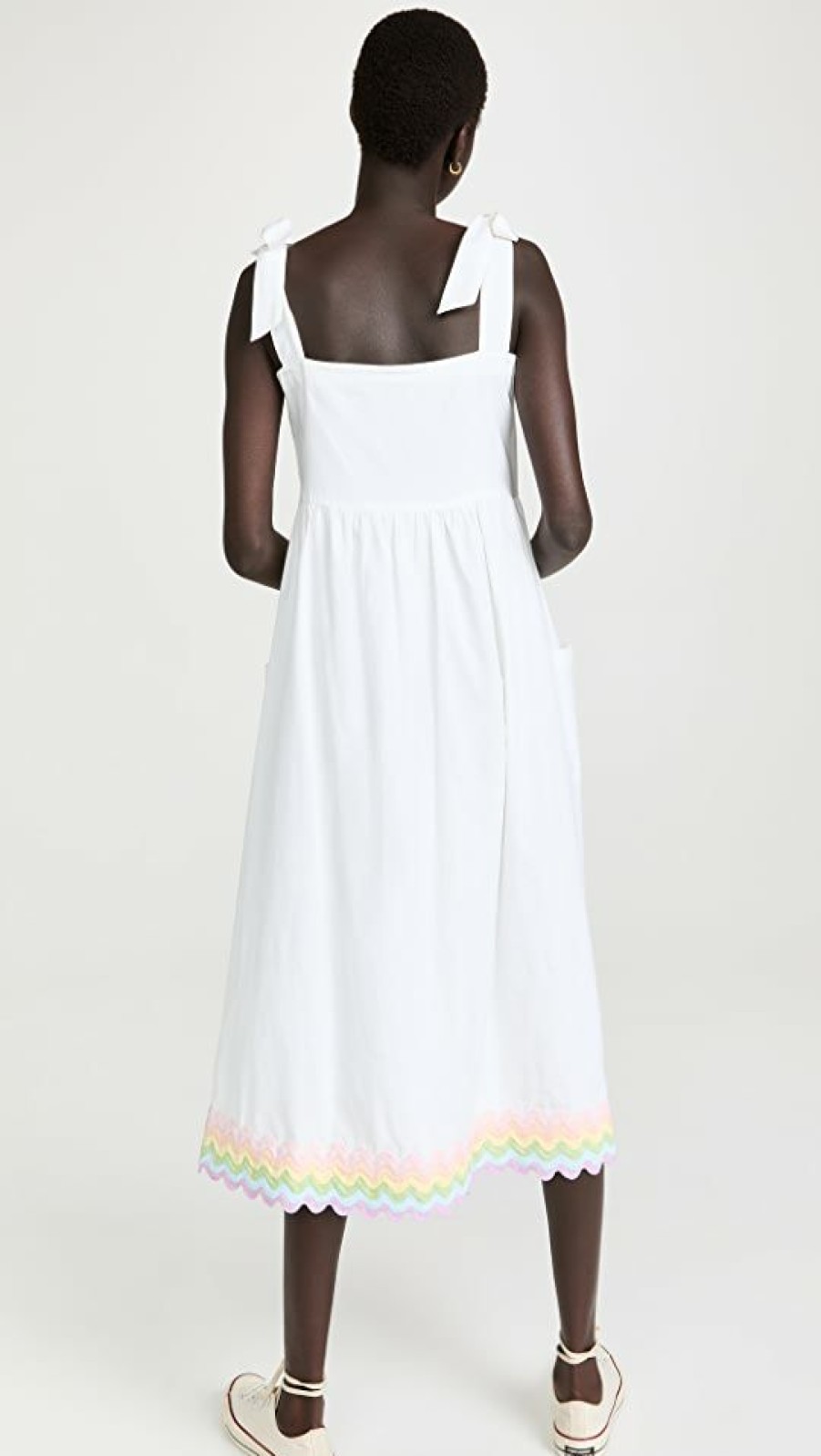 Casual Dresses * | Best Pirce Juliet Dunn Tie Shoulder Dress White/Pastel Rainbow