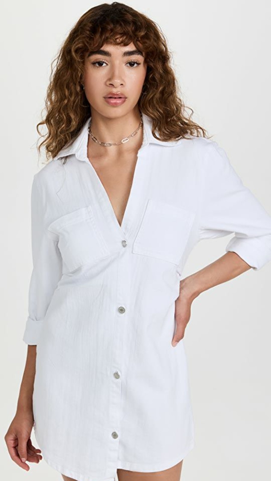 Casual Dresses * | Best Reviews Of Le Jean Eliza Dress White