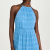 Casual Dresses * | Best Deal Rebecca Taylor Pleated Voile Short Dress Cerulean