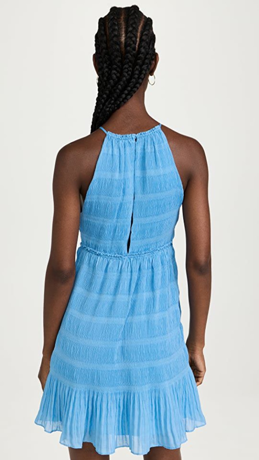 Casual Dresses * | Best Deal Rebecca Taylor Pleated Voile Short Dress Cerulean