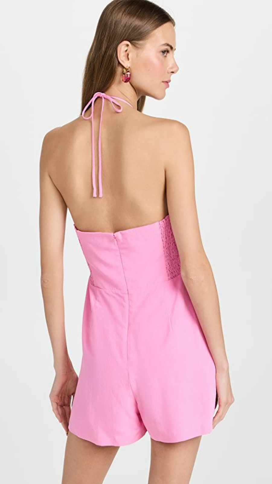 Rompers * | Discount Amanda Uprichard Laurena Romper Pompei Pink