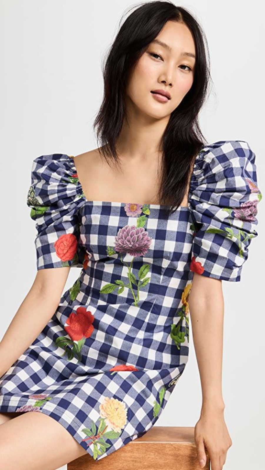 Casual Dresses * | Best Reviews Of Cara Cara Kelly Dress Gingham Floral Navy