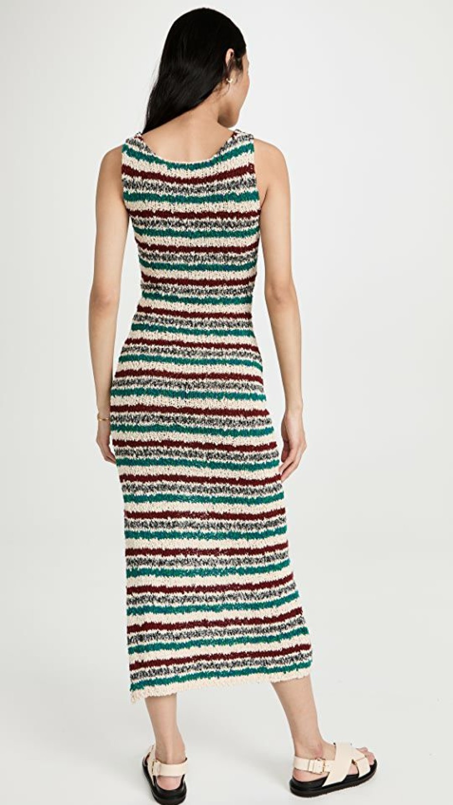 Casual Dresses * | Brand New Marni Striped Sleeveless Dress Raisin