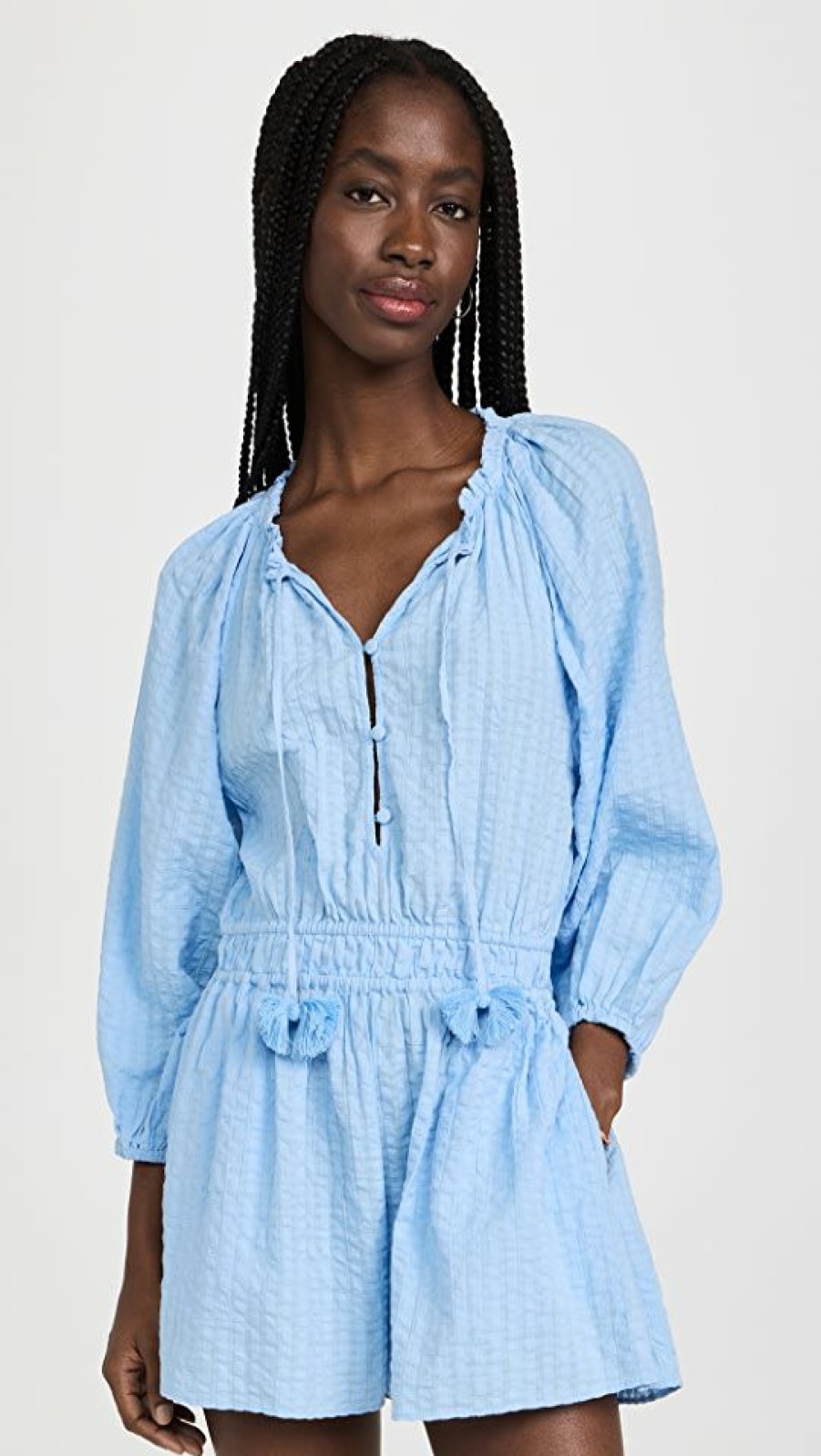 Rompers * | Coupon Tanya Taylor Vanna Romper Horizon Blue