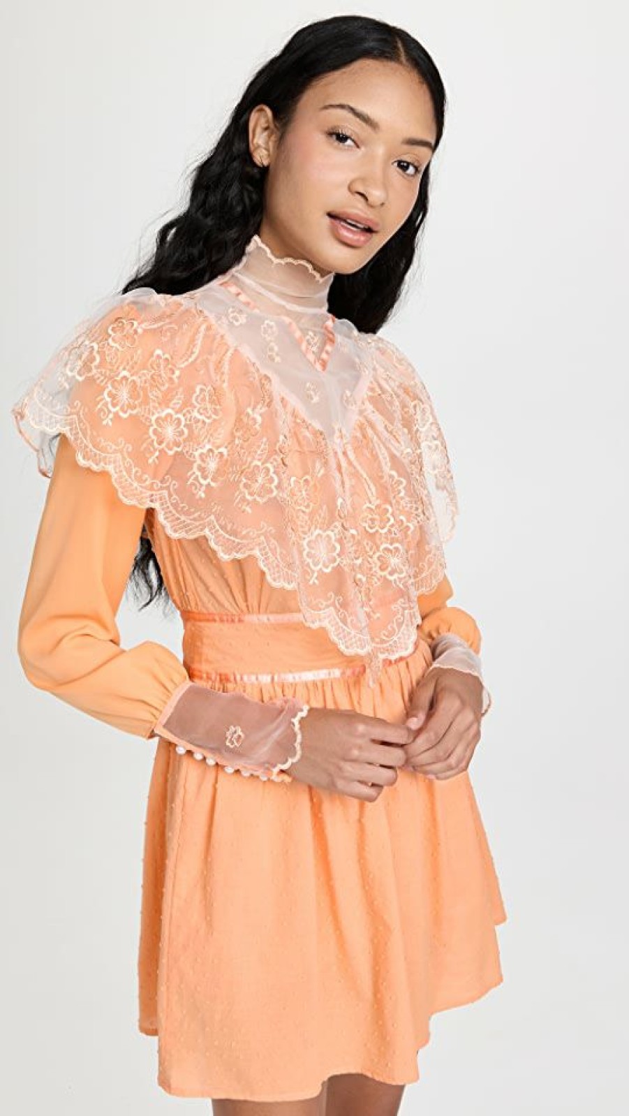 Casual Dresses * | Brand New House Of Aama Southern Girl Victorian Dress Peach