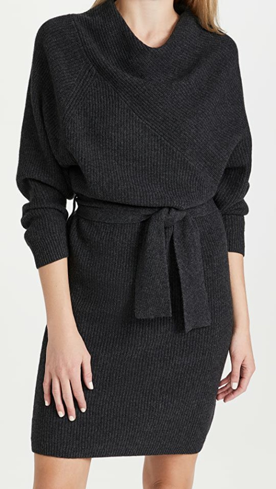 Casual Dresses * | Best Reviews Of Brochu Walker Leith Belted Dress Dark Charcoal Melange