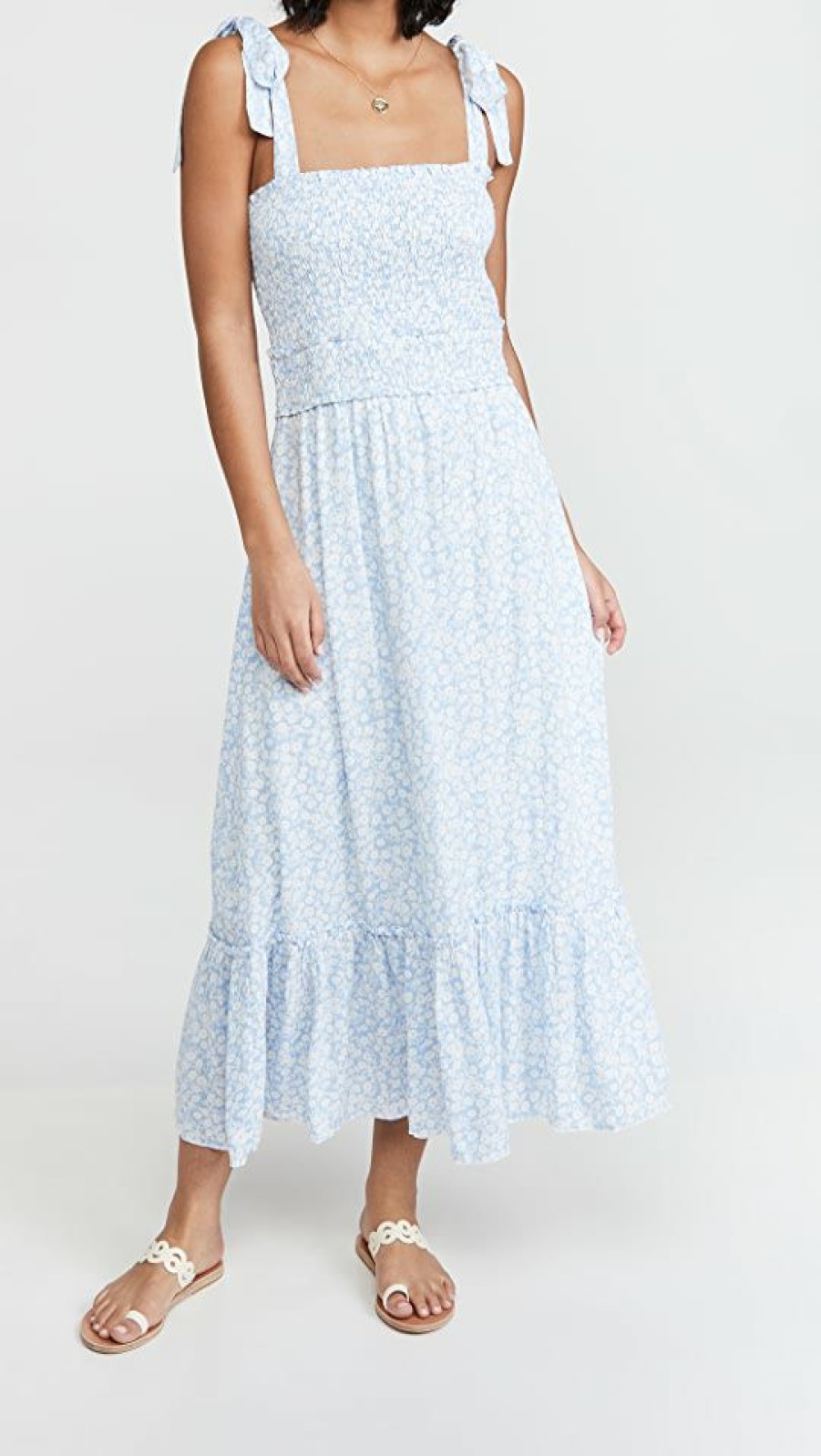 Casual Dresses * | Brand New Lost + Wander Endless Summer Maxi Dress Sky Blue/White