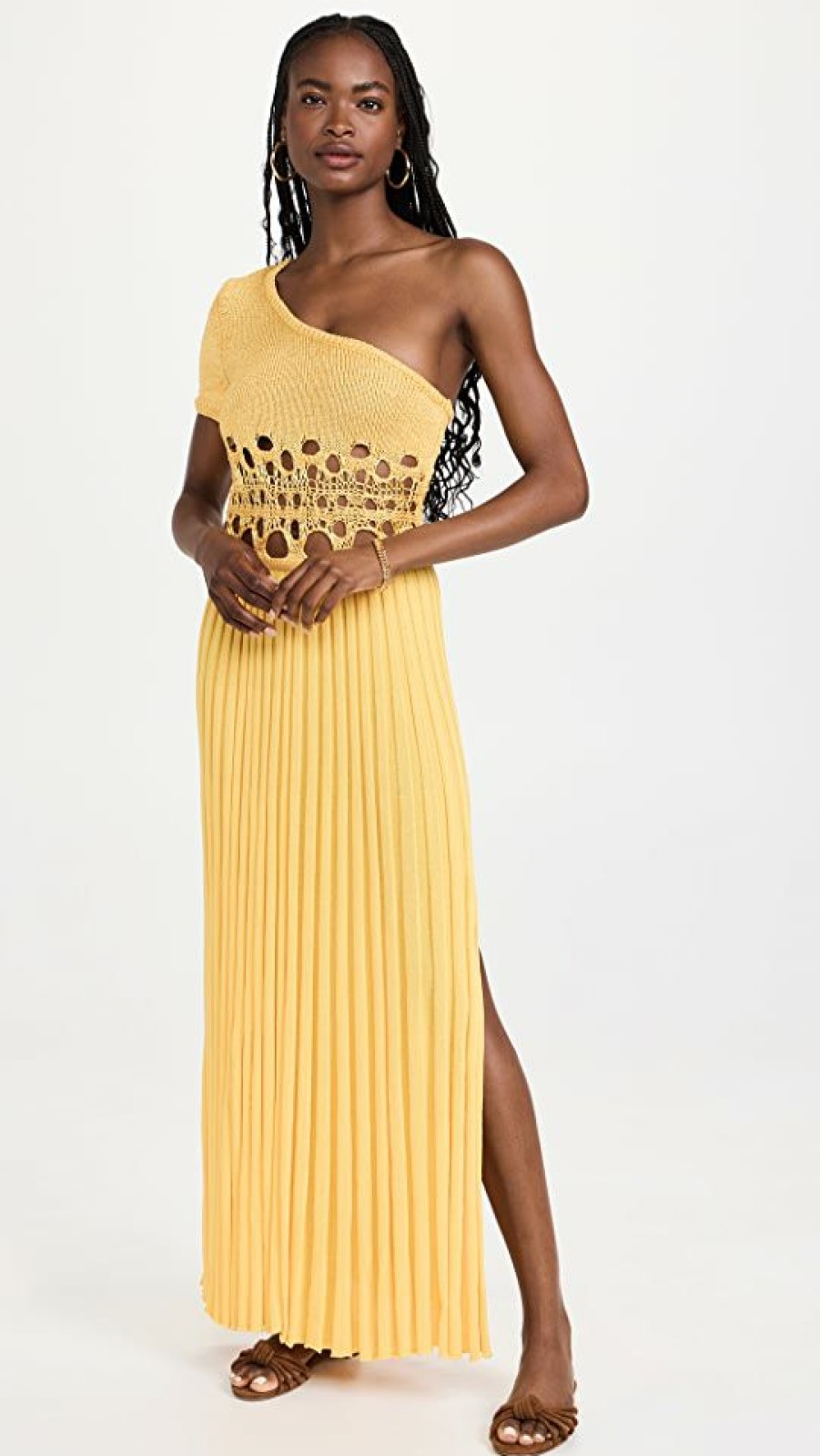 Casual Dresses * | Best Pirce Christopher Esber Crochet One Shoulder Dress Saffron