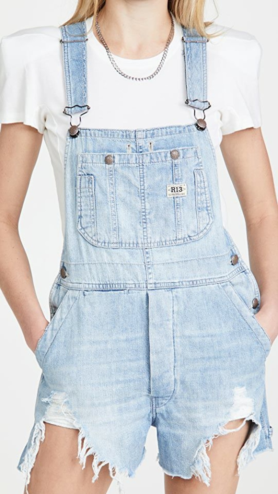 Rompers * | Discount R13 Overall Shorts Elton Blue